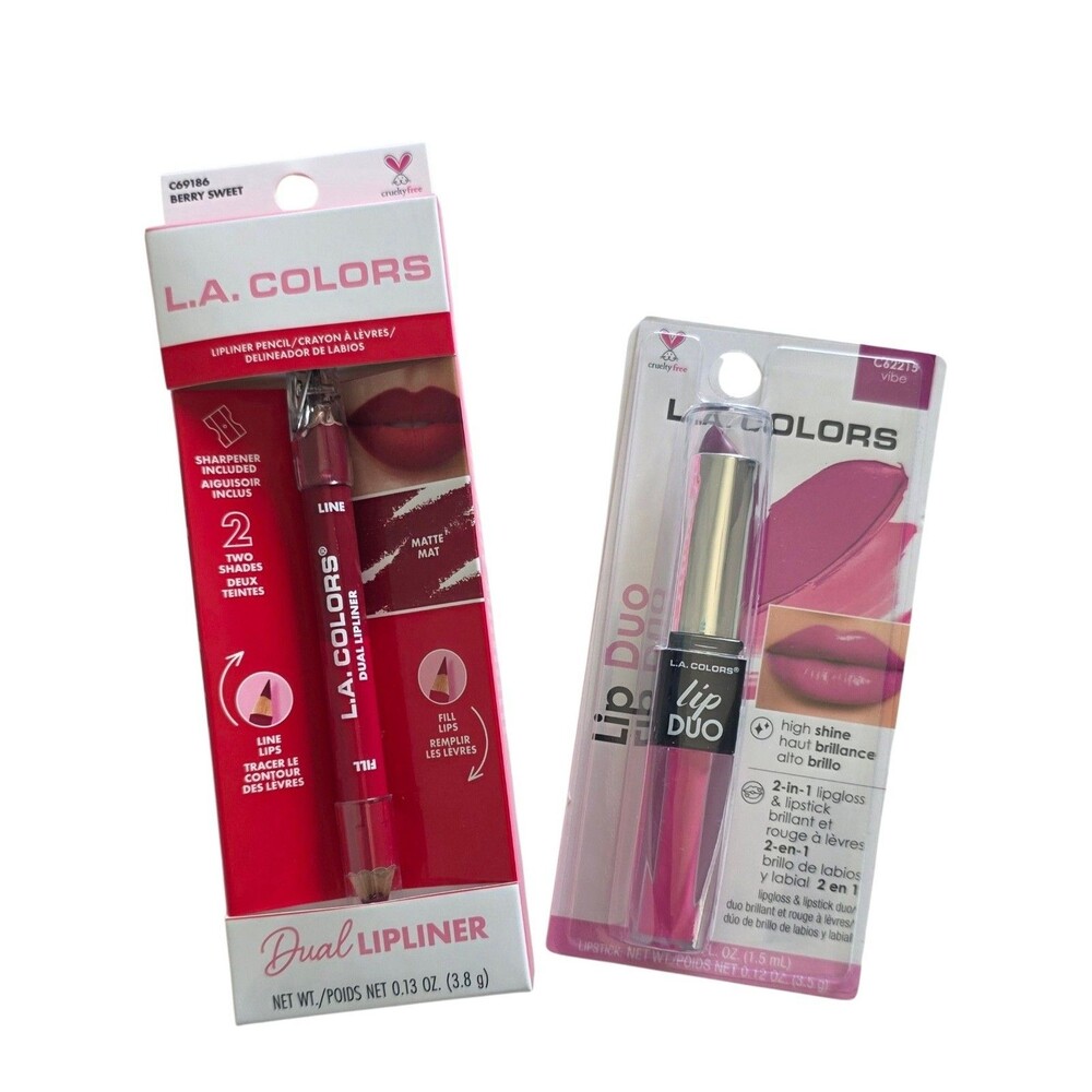 L.A.Colors Dual Lip Liner Berry Sweet & Vibe Lip Duo 2pk